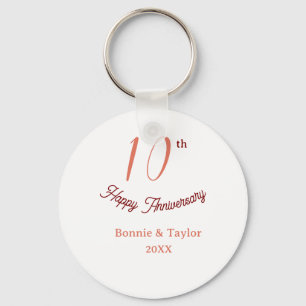 10e trouwdag perzik pastel naam retro b sleutelhanger