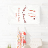 10e trouwdag perzik pastel naam retro b spandoek (Insitu)