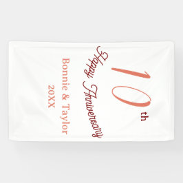10e trouwdag perzik pastel naam retro b spandoek