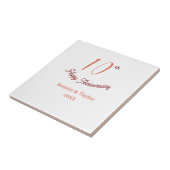 10e trouwdag perzik pastel naam retro b tegeltje (Zijkant)