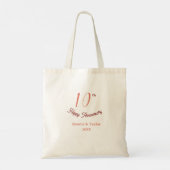 10e trouwdag perzik pastel naam retro b tote bag (Achterkant)