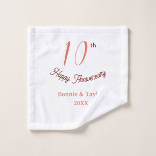 10e trouwdag perzik pastel naam retro b washandje