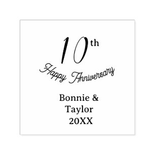 10e trouwdag perzik pastel naam retro b  zelfinktende stempel