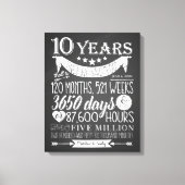10e trouwdag, schoolbord, 10 jaar canvas afdruk (Voorkant)