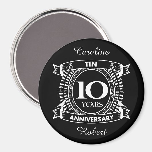 10e trouwdag tin magneet (Voorkant / Achterkant)