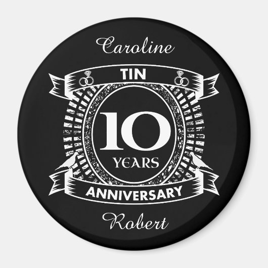 10e trouwdag tin magneet (Voorkant)