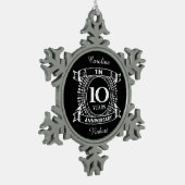 10e trouwdag tin sneeuwvlok ornament (Links)