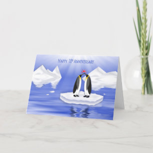 10e trouwdag, twee pinguïns verliefd kaart