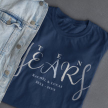10e trouwdag zilveren blauwe geschenk T-shirt