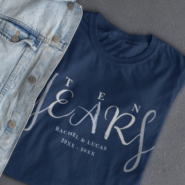 10e trouwdag zilveren blauwe geschenk T-shirt