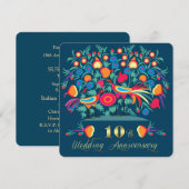 10e trouwjubileum Folk Art Kaart (Voorkant / Achterkant)