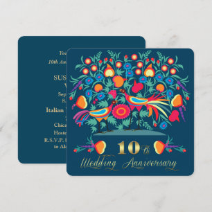 10e trouwjubileum Folk Art Kaart