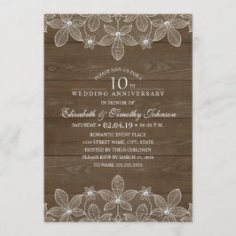10e trouwjubileum Rustic Hout Landelijk Kant Kaart