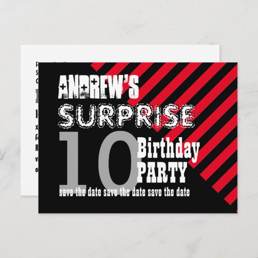 10e TWEEN Surprise Verjaardag Save the Date A01 Aankondigingskaart (Voorkant / Achterkant)