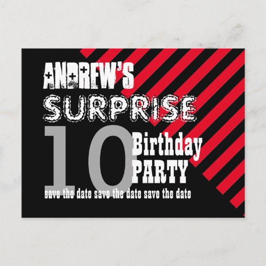 10e TWEEN Surprise Verjaardag Save the Date A01 Aankondigingskaart (Voorkant)