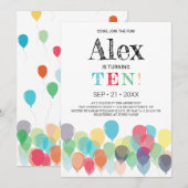 10e uitnodiging van de Birthday Balloons (Voorkant / Achterkant)