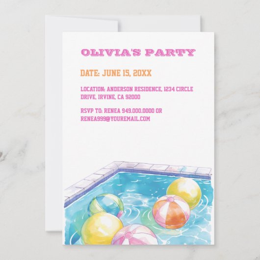 10e uitnodiging van de Birthday Party (Achterkant)