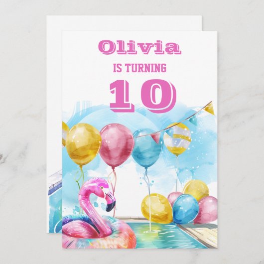 10e uitnodiging van de Birthday Party (Voorkant / Achterkant)