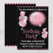 10e uitnodiging van de Birthday Party (Voorkant / Achterkant)