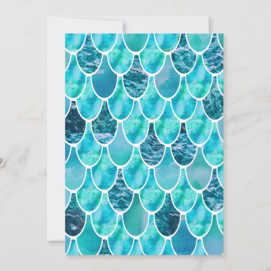 10e uitnodiging van Mermaid Birthday-partij turquo (Achterkant)