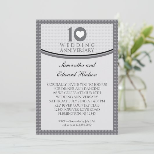 10e uitnodiging voor Jubileum van Heart Wedding (Staand voorkant)