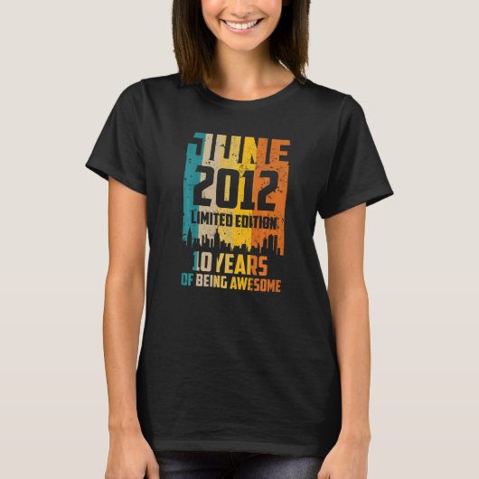 10e verjaardag 10 jaar Geweldige sinds juni 2012 V T-shirt (Voorkant)