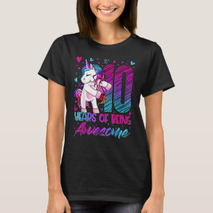 10e verjaardag 10 jaar oud meisje Flossing Unicorn T-shirt