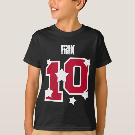 10e verjaardag Aangepaste naam RODE NUMMERS V21 T-shirt (Voorkant)