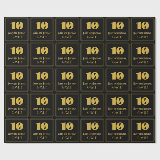 10e verjaardag - Art Deco geïnspireerde look "10"  Cadeaupapier (Vlak)