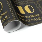 10e verjaardag ~ Art Deco Geïnspireerde look "10", Cadeaupapier (Rol Hoek)