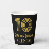 10e verjaardag: Art Deco Geïnspireerde look "10" e Papieren Bekers (Voorkant)