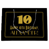 10e verjaardag — Art Deco geïnspireerde look "10"  Groot Cadeauzakje (Voorkant)