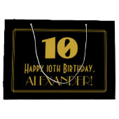 10e verjaardag — Art Deco geïnspireerde look "10"  Groot Cadeauzakje (Achterkant)