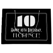 10e verjaardag ~ Art Deco geïnspireerde look "10"  Groot Cadeauzakje (Voorkant)