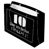 10e verjaardag ~ Art Deco geïnspireerde look "10"  Groot Cadeauzakje (Achterkant Gekanteld)