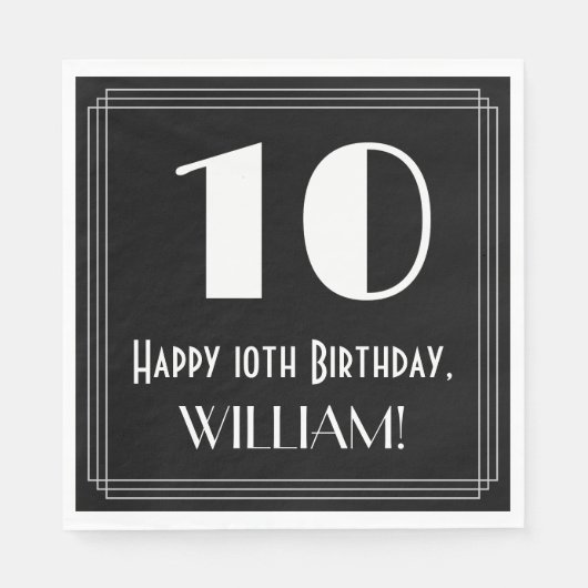 10e verjaardag ~ Art Deco Geïnspireerde look "10", Servet (Voorkant)