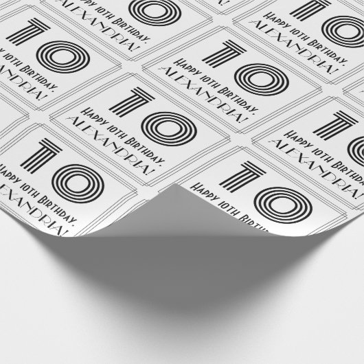 10e verjaardag: Art Deco geïnspireerde stijl "10"  Cadeaupapier (Hoek)