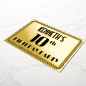 10e verjaardag: Art Deco Kijk "10" en naam Folie Uitnodiging (Gedraaid)