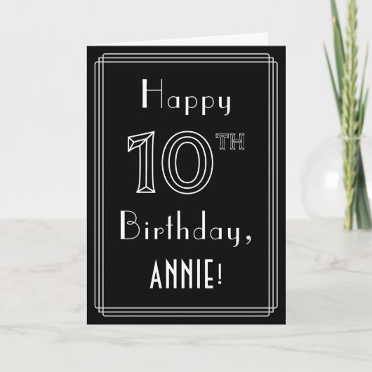 10e verjaardag: Art Deco Style # 10 en aangepaste  Kaart (Voorkant)