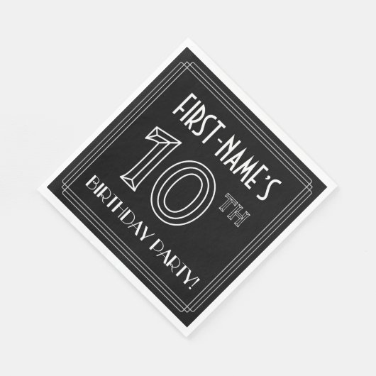 10e verjaardag: Art Deco Style + aangepaste naam Servet (Hoek)