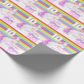 10e verjaardag, artikel van de unicorn - waterverf cadeaupapier (Hoek)