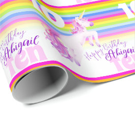 10e verjaardag, artikel van de unicorn - waterverf cadeaupapier