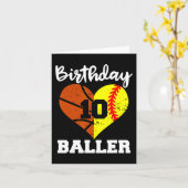 10e verjaardag Baller Plezier 10 Jaar Oud Softbal  Kaart (Gele Bloem)