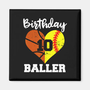 10e verjaardag Baller Plezier 10 Jaar Oud Softbal  Magneet