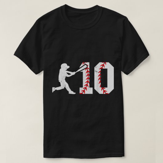 10e verjaardag Baseball Big Number Tien 10 jaar ou T-shirt (Design voorkant)