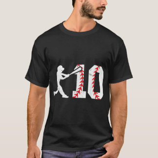 10e verjaardag Baseball Big Number Tien 10 jaar ou T-shirt