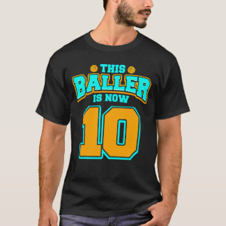 10e verjaardag basketbal 10 jaar oud kind t-shirt