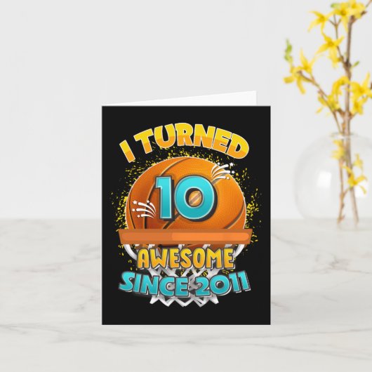 10e verjaardag basketbal Ik draaide 10 Jaar Oud Gi Kaart (Gele Bloem)