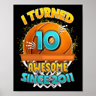 10e verjaardag basketbal Ik draaide 10 Jaar Oud Gi Poster