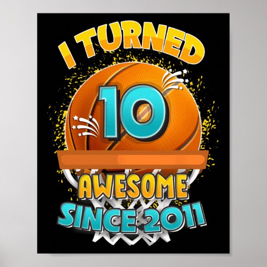 10e verjaardag basketbal Ik draaide 10 Jaar Oud Gi Poster (Voorkant)